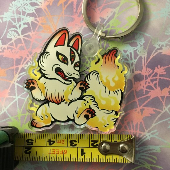 Cute Kitsune Acrylic Keychain - Picture 8 of 9